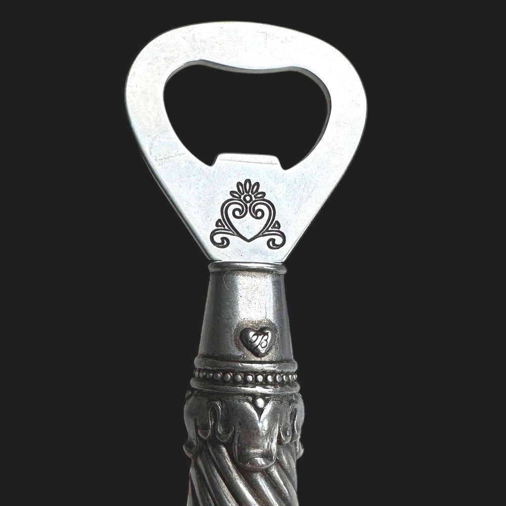 Brighton Silver Plated Scroll Heart Spiral Twist Handle Bottle Opener Barware‎